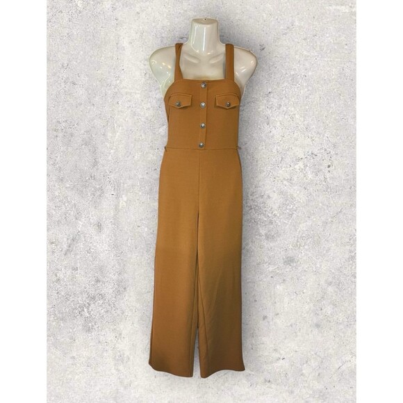 Derek Heart Womens Size Small Sleeveless Square Neck Jumpsuit Burnt Orange - Picture 2 of 7